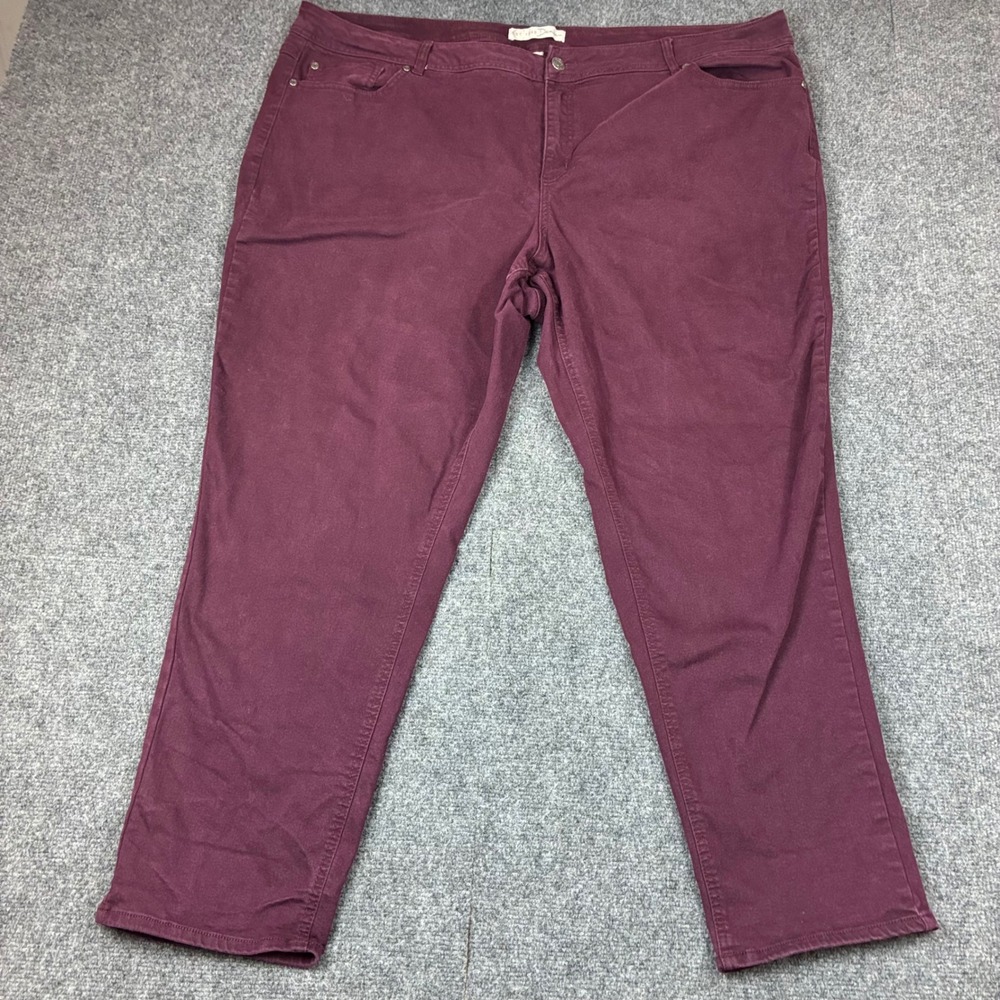 EST 1946 Denim Denim Womens‎ Size 24W 48x28 Straight Leg Pants Burgundy Wine Red